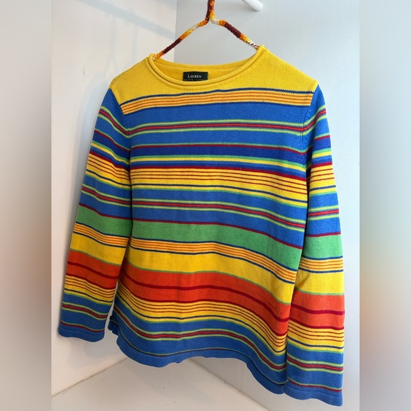 Ralph Lauren Sweaters - Vintage Lauren by Ralph Lauren Vibrant Stripe Y2K Sweater